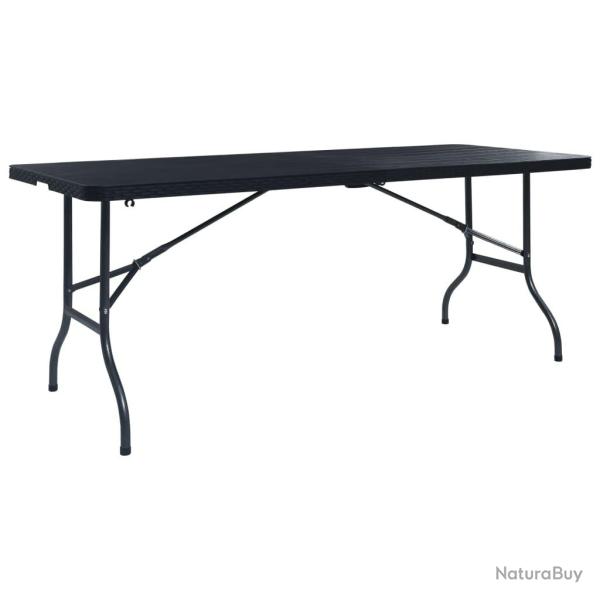 Table pliable de jardin Noir 180x75x72 cm PEHD Imitation rotin