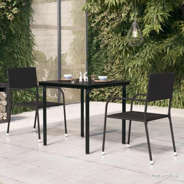 Table  dner de jardin Noir 80x80x74 cm Acier et verre
