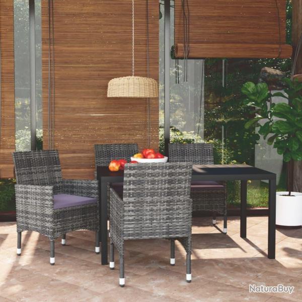 Ensemble � manger de jardin coussins 5pcs R�sine tress�e Gris
