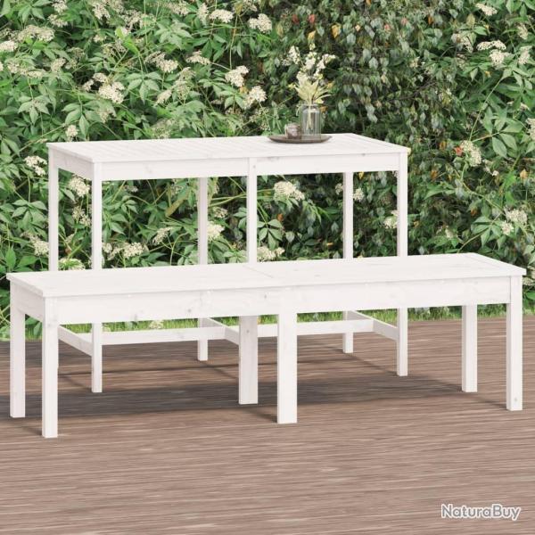 Banc de jardin � 2 places blanc 159,5x44x45 cm bois massif pin