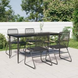 Ensemble &agrave; manger de jardin 5 pcs Noir Rotin PVC