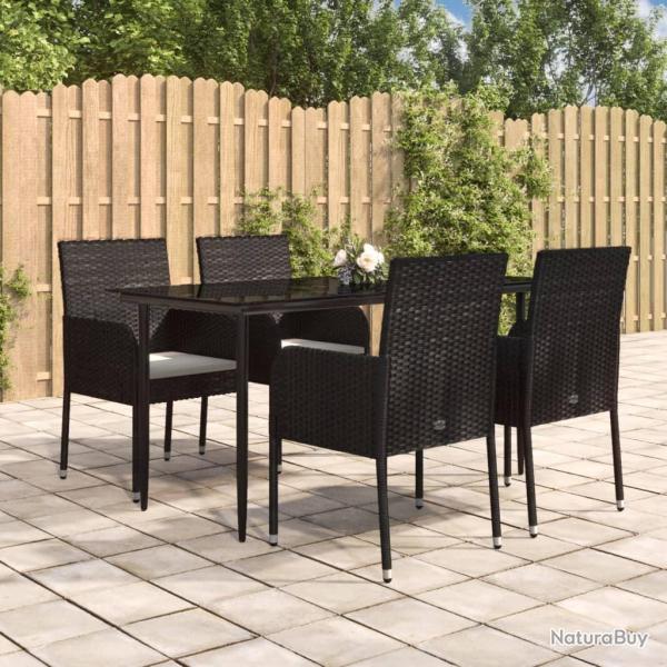 Ensemble � manger de jardin coussins 5pcs Noir R�sine tress�e