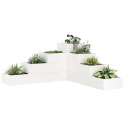 Jardini&egrave;re 4 niveaux 80,5x79x36 cm blanc bois de pin massif