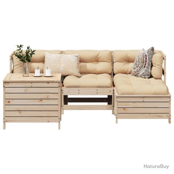 Salon de jardin 5 pcs bois de pin massif