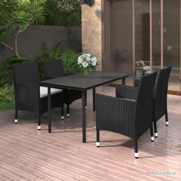 Ensemble � manger de jardin coussins 5 pcs R�sine tress�e Verre