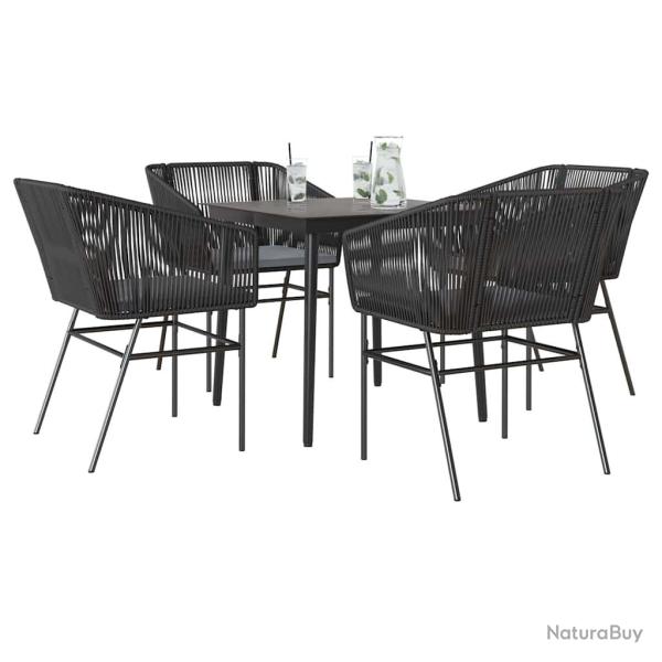 Ensemble � manger de jardin et coussins 5 pcs noir rotin verre