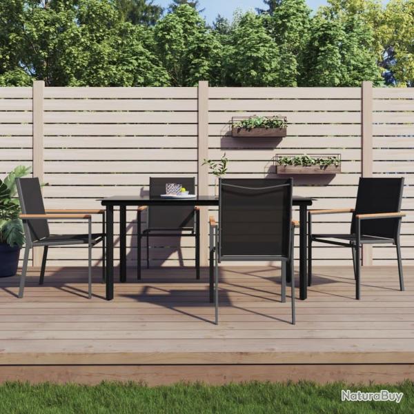 Ensemble � manger de jardin 5 pcs noir textil�ne et acier
