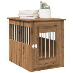 Meuble de cage pour chiens ch&ecirc;ne artisanal 55x75x65 cm