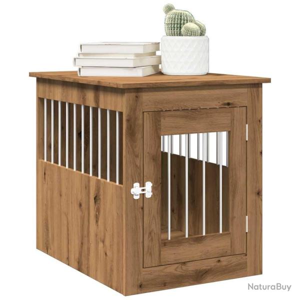 Meuble de cage pour chiens chne artisanal 55x75x65 cm