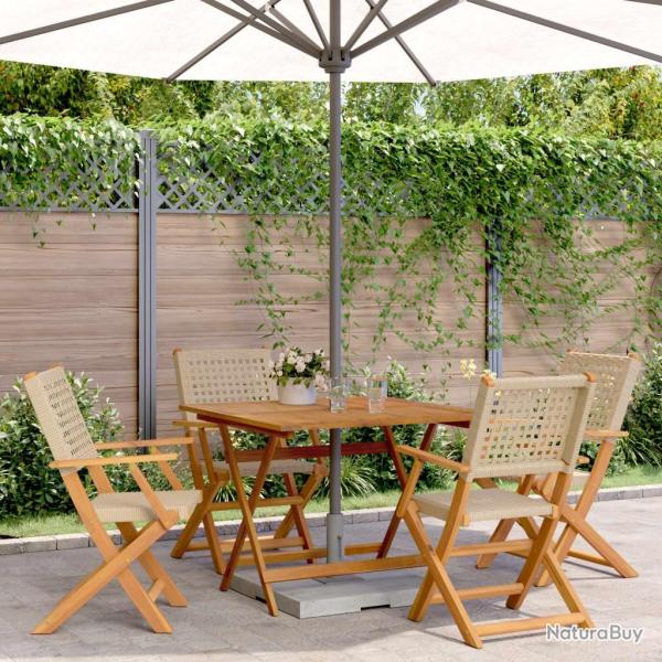 Ensemble � manger de jardin 5 pcs r�sine tress�e et bois massif