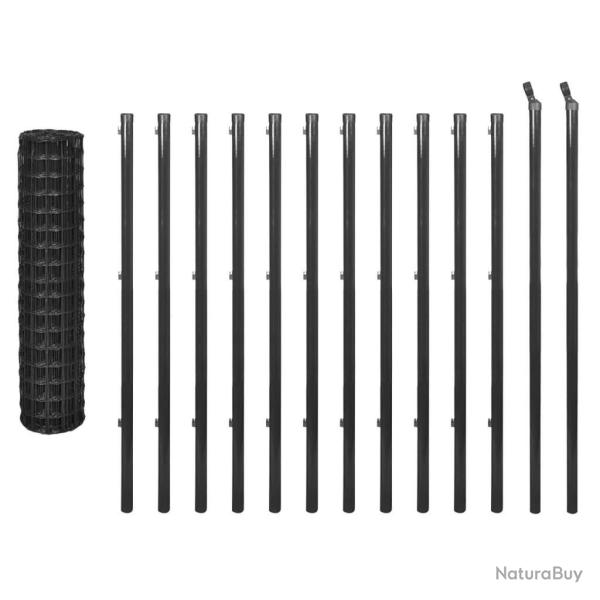 Clture Euro Acier 25 x 1,2 m Gris