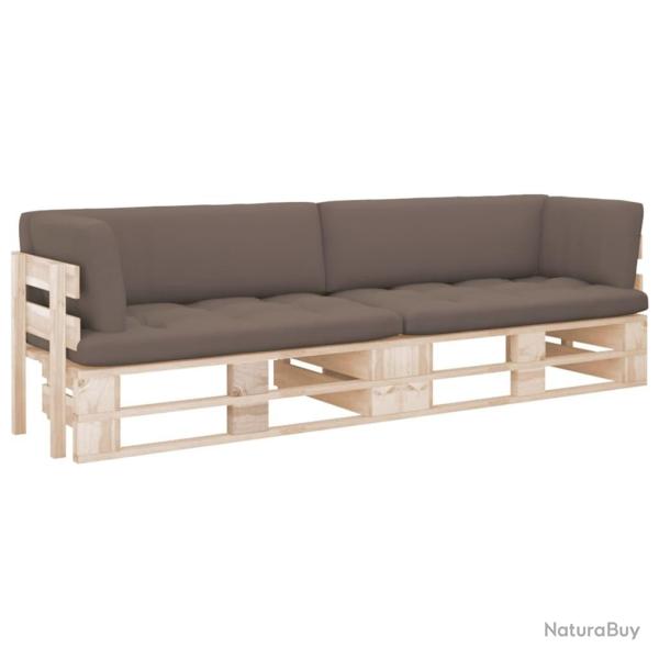 Canap� palette 2 places avec coussins Bois de pin impr�gn�
