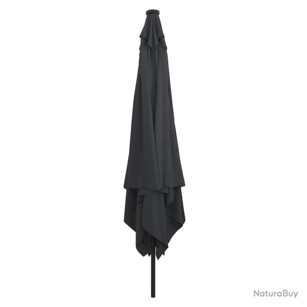 Parasol carr de jardinavec lumires LED 295x245 cm en anthracite