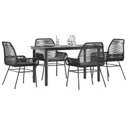Ensemble &agrave; manger de jardin et coussins 5 pcs noir rotin verre