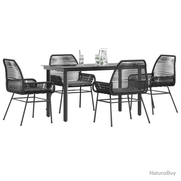 Ensemble � manger de jardin et coussins 5 pcs noir rotin verre