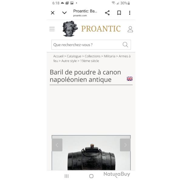 Baril � poudre � Canon ,transportable