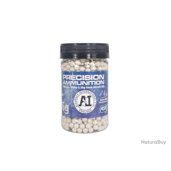 BILLES 0.36G ACCURACY BLANCHES EN POT DE 1000 "ASG"