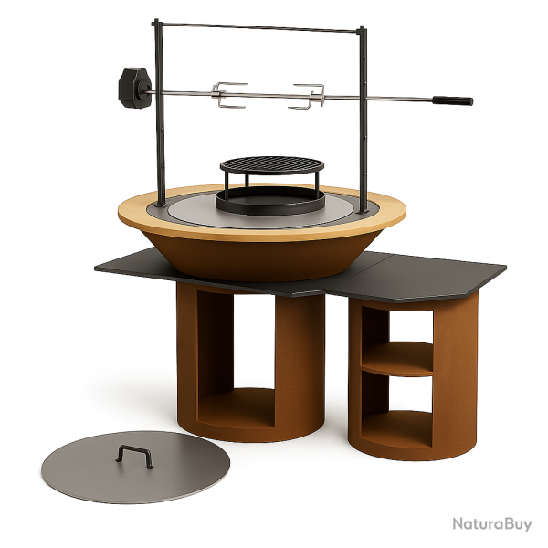 Pack Complet Brasero plancha � bois Random Fire Ball 100 cm et accessoires