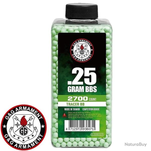 Billes airsoft 0,25g tra�antes vertes G&G Armament 6mm haute pr�cision (G-07-265)