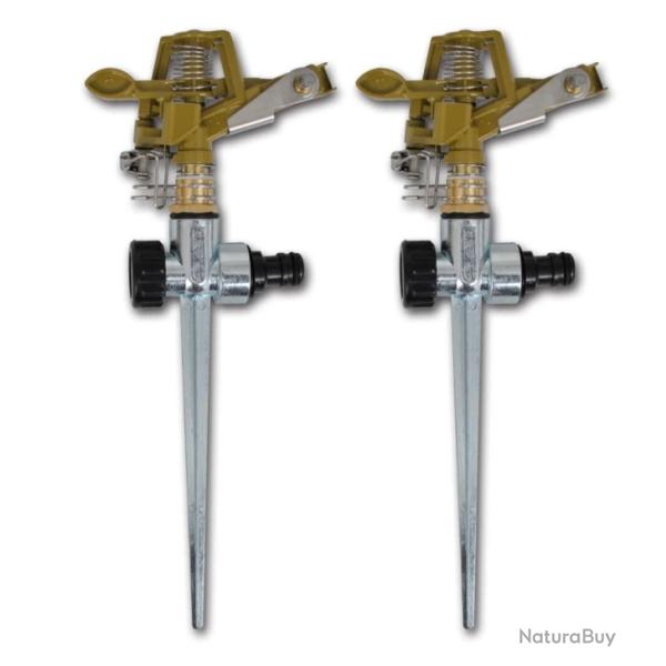 Lot de 2 arroseurs � impulsion sur piquet zinc - Jardin, 450 m�, arrosage facile et r�glable