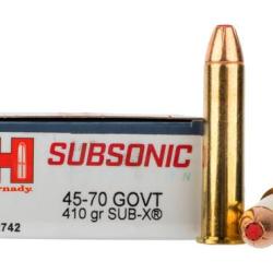 CARTOUCHES HORNADY SUB-X - Cal: 45-70 GOVT SUBSONIC - 410gr - BOITES DE 20