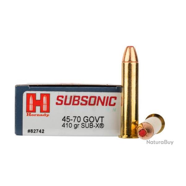 CARTOUCHES HORNADY SUB-X - Cal: 45-70 GOVT SUBSONIC - 410gr - BOITES DE 20