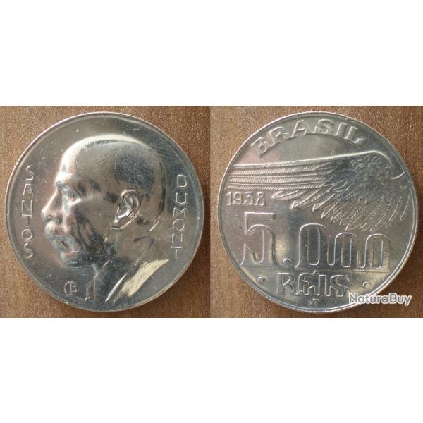 Bresil 5000 Reis 1938 Santos Dumont Pi�ce Argent