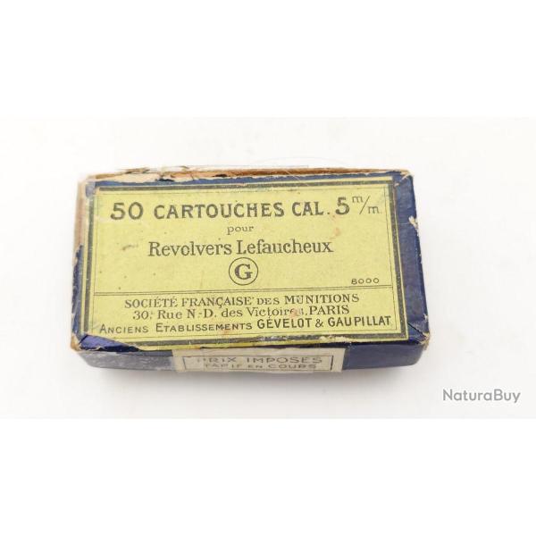 BOITE DE 50 MUNITIONS CALIBRE 5MM � BROCHE SFM PARIS CARTOUCHES PN Bon  France XIX eme Categorie D