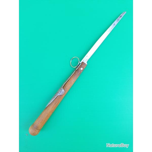 ANCIEN &  GRAND COUTEAU AVEC RESSORT A PALME .  LONGUEUR  :  427mm  .