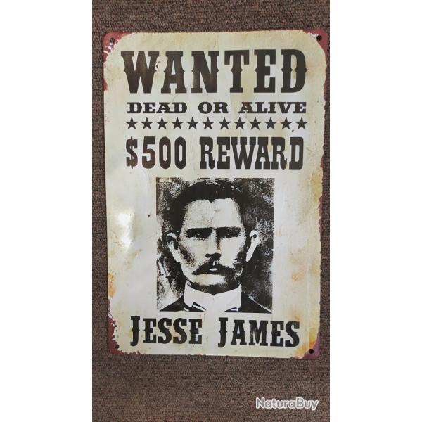 PLAQUE METAL WANTED JESSE JAMES