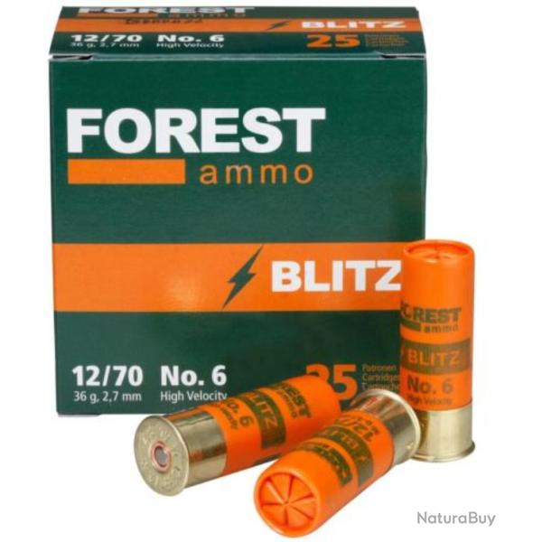 75 Cartouches calibre 12 FOREST AMMO BLITZ Plomb N 6