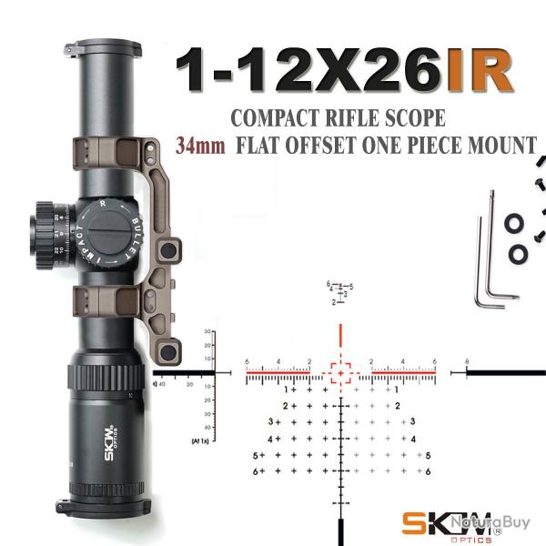 Lunette de vis�e SKWoptics Compact 1-12x26IR -**OptionA Paiement en 3 ou 4 fois -
