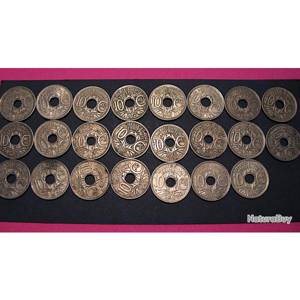 France serie complete de 23 pieces de 10 centimes Lindauer 1917-1939