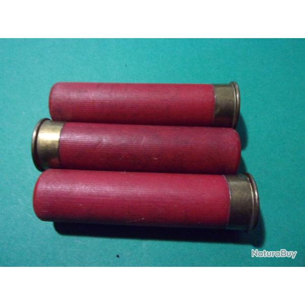 Petit lot de 3 cartouches ancienne rare FICCHI cal: 28, �tui plastic rouge plomb N�6