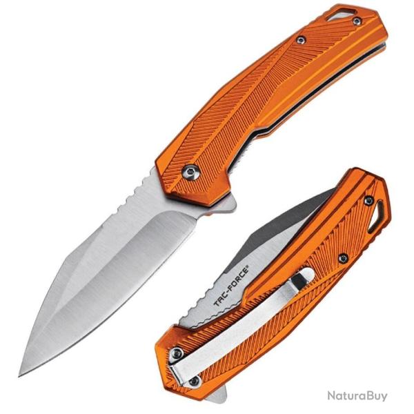 Couteau Tac-Force A/O Lame Acier 3Cr13MoV Manche Aluminium Orange Liner Lock Clip TF2018OR