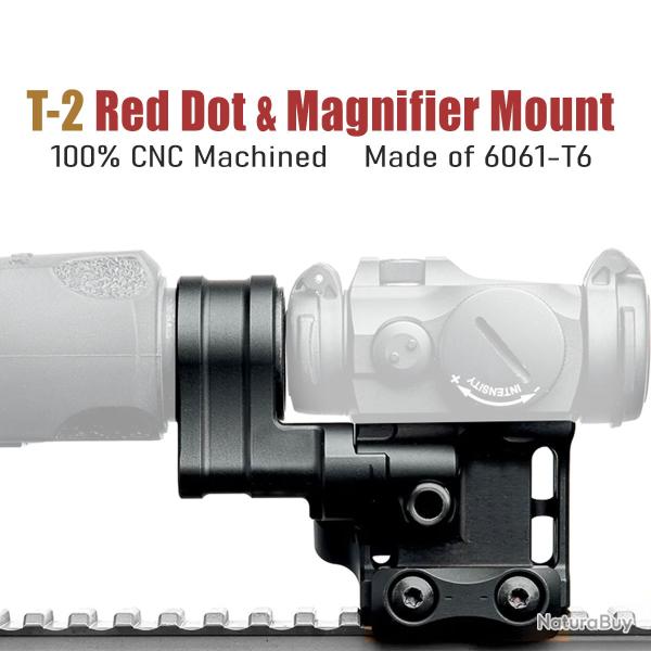 Support loupe DulT2  point rouge, pour rail Picatinny H57 mm/2.25 pouces