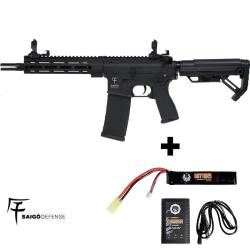 Pack airsoft r&eacute;plique AEG SHINOBI NOIR SAIGO DEFENSE avec batterie LIPO, chargeur 300 billes