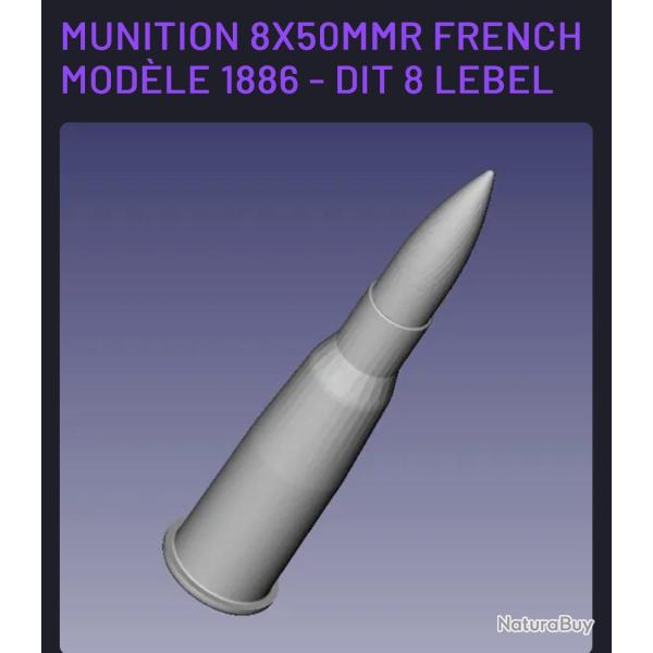 Cartouche factice de manipulation (3D) 8x51r Lebel