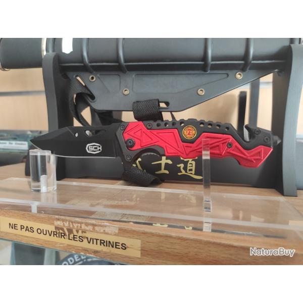 Couteau assist� rouge pompier