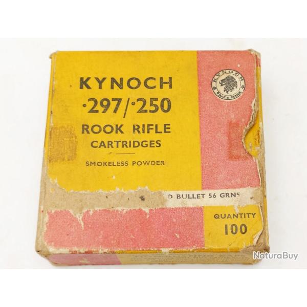 RARE BOITE CARTON MUNITIONS KYNOCH CALIBRE ANGLAIS .297/250 ROOK RIFLE CARTOUCHE BOUTEILLE - GB XIX�