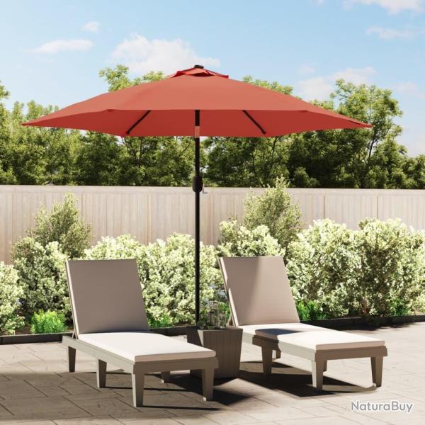 Parasol de jardin avec lumi�res LED et m�t en acier terre cuite