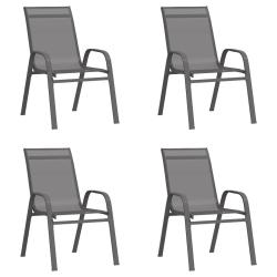 Chaises empilables de jardin lot de 4 Gris Tissu textil&egrave;ne