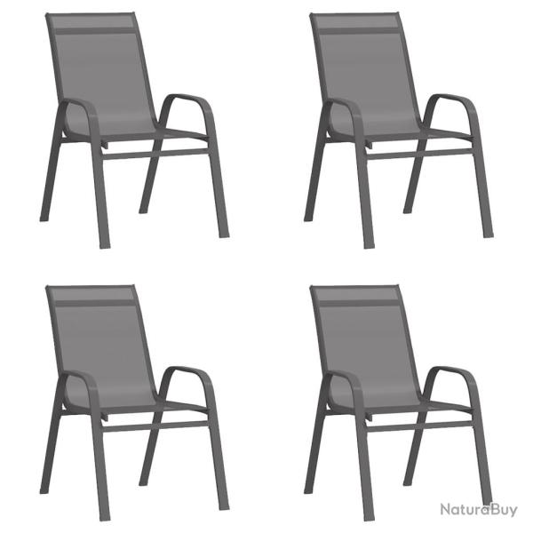 Chaises empilables de jardin lot de 4 Gris Tissu textil�ne