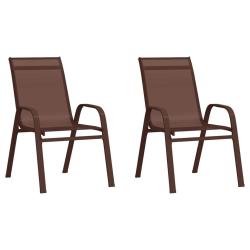 Chaises empilables de jardin lot de 2 Marron Tissu textil&egrave;ne