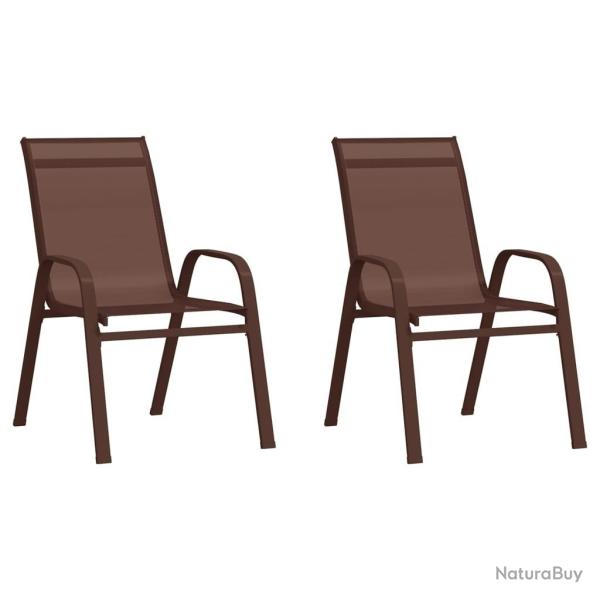 Chaises empilables de jardin lot de 2 Marron Tissu textil�ne