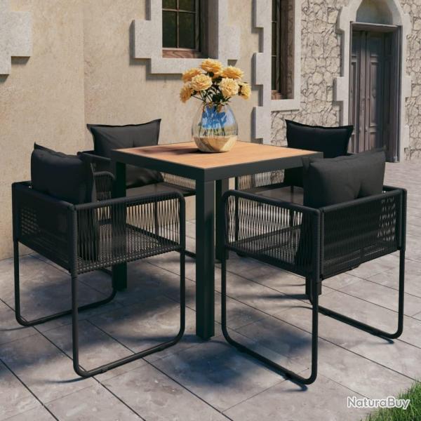 Ensemble � manger de jardin 5pcs PVC r�sine tress�e noir marron