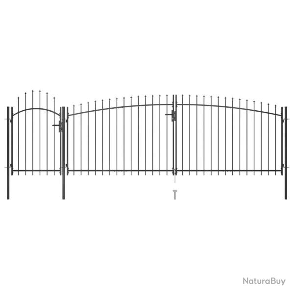 Portail de clture de jardin avec dessus en lance 5x2 m Noir