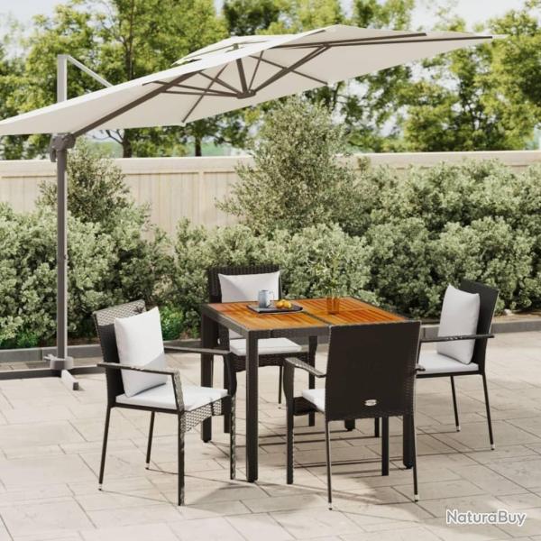 Ensemble � manger de jardin coussins 5pcs Noir R�sine tress�e