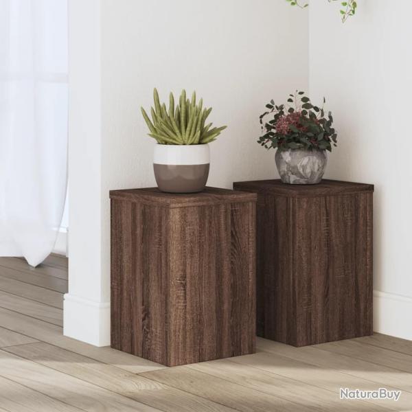 Supports pour plantes 2 pcs ch�ne marron bois d'ing�nierie