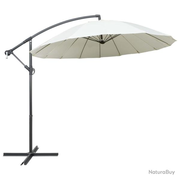 Parasol suspendu avec poteau en aluminium Blanc 3 m